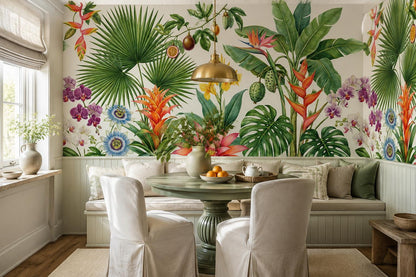 Bright Tropical Flowers and Fruit Wallpaper Mural - image 3