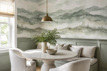 Layered Sage Green Mountains Wallpaper Mural