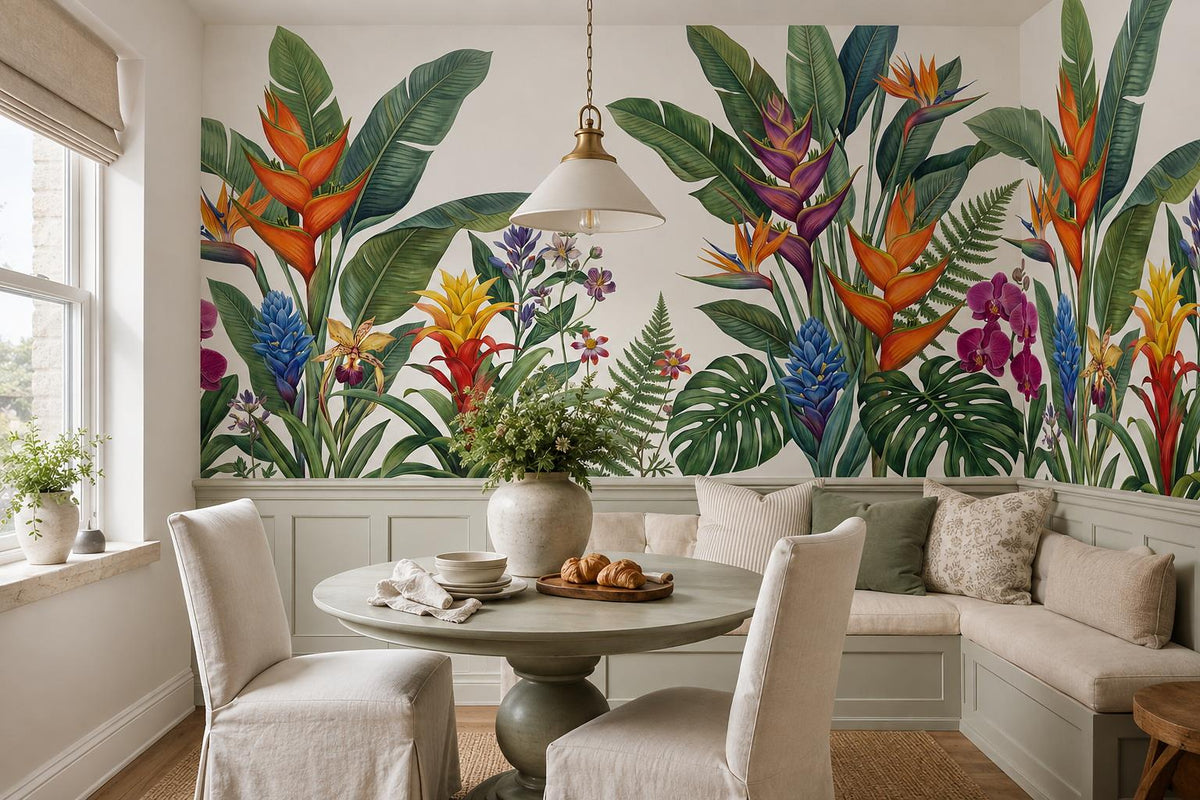 Vivid Bird of Paradise and Orchids Wallpaper Mural - image 3