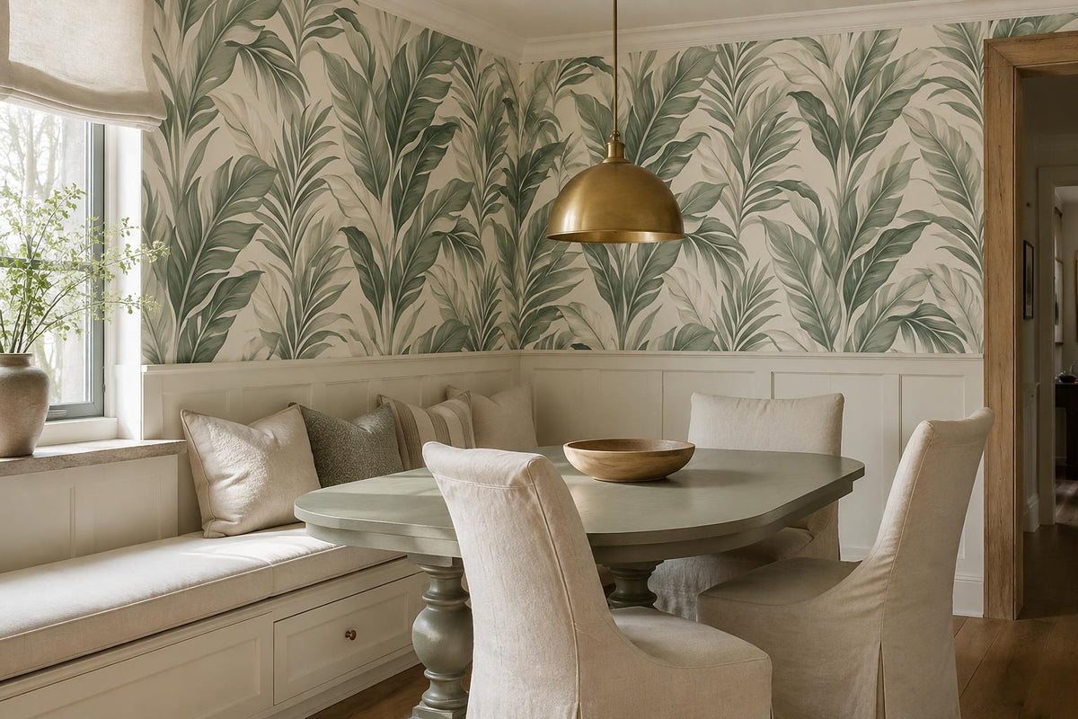 Fresh Green Tropical Leaves Wallpaper Mural - image 3