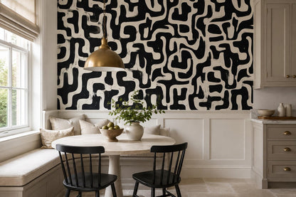 Bold Black Maze Pattern Wallpaper Mural - image 3
