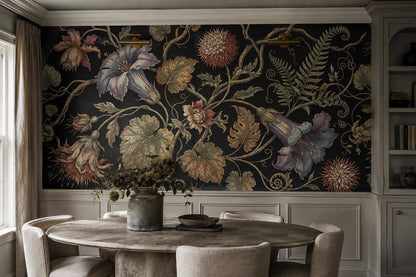 Moody Ornate Flowers and Ferns Wallpaper Mural - image 3