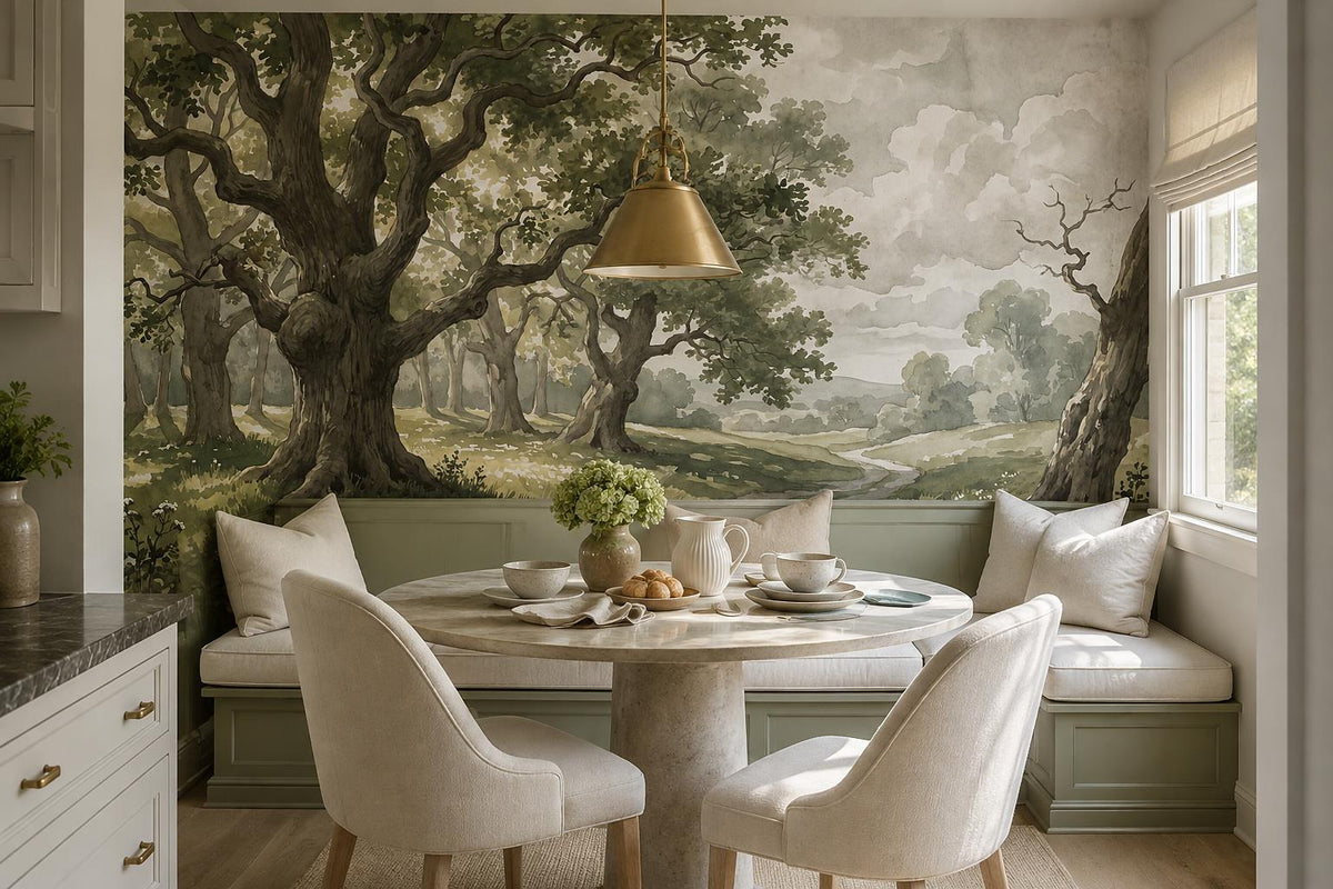 Majestic Sunlit Ancient Oak Grove Wallpaper Mural - image 1
