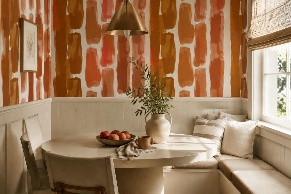 Warm Rust Block Strokes Wallpaper Mural - image 1