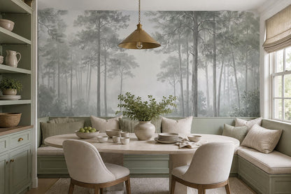 Serene Misty Pine Forest Wallpaper Mural - image 3