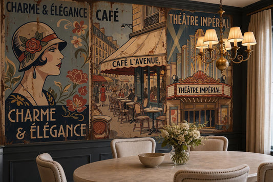 Art Nouveau Paris Cafe Wallpaper Mural - room scene