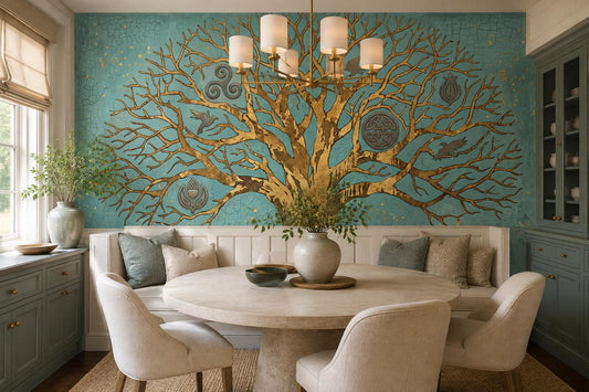 Ornate Gold Tree of Life Wallpaper Mural - image 1