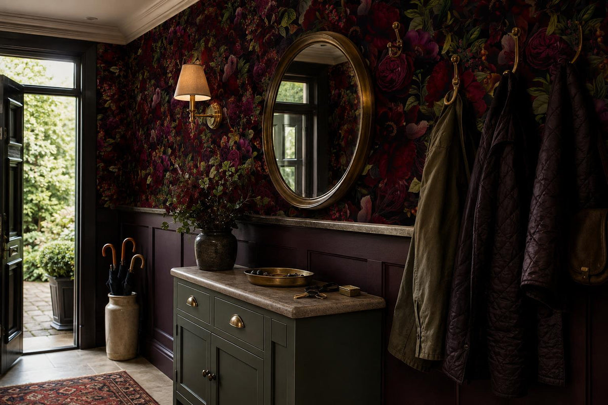 Dramatic Dark Roses and Foliage Wallpaper Mural - image 4