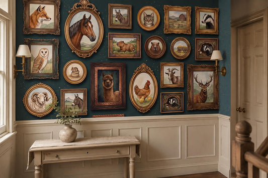 Quirky Framed Woodland Animal Portraits Wallpaper Mural - image 1