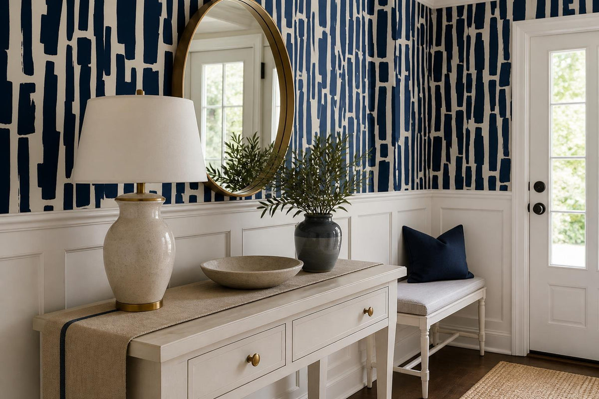 Bold Navy Block Strokes Wallpaper Mural - image 1