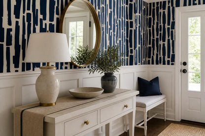 Bold Navy Block Strokes Wallpaper Mural - image 1
