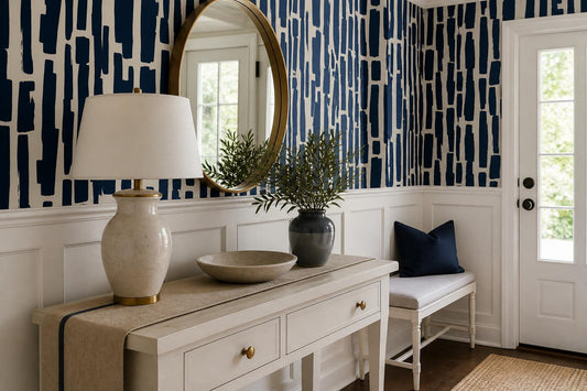 Bold Navy Block Strokes Wallpaper Mural - image 1
