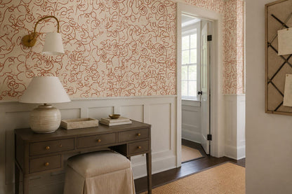 Warm Terracotta Line Art Faces Wallpaper Mural - image 3