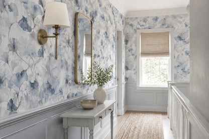 Airy Blue Abstract Petal Shapes Wallpaper Mural - image 3