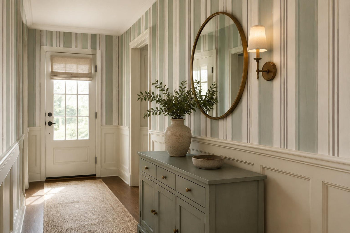 Quiet Muted Vertical Stripes Wallpaper Mural - image 3