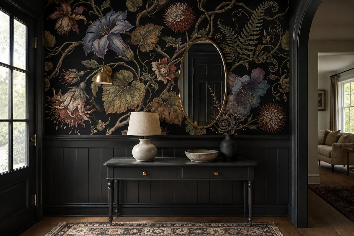 Moody Ornate Flowers and Ferns Wallpaper Mural - image 4