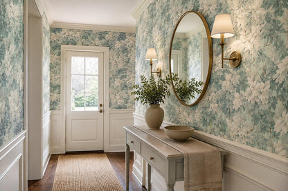 Soft Pale Green Floral Foliage Wallpaper Mural - image 4