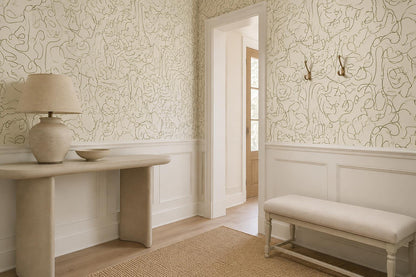 Modern Olive Line Art Faces Wallpaper Mural - image 4
