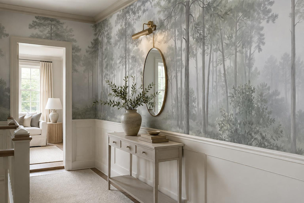Serene Misty Pine Forest Wallpaper Mural - image 4