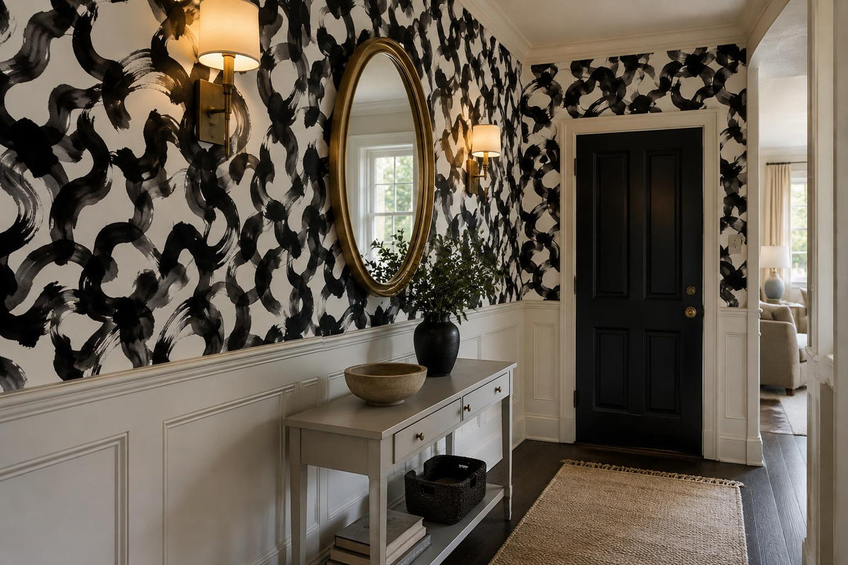 Bold Black Gestural Loops Wallpaper Mural - image 4
