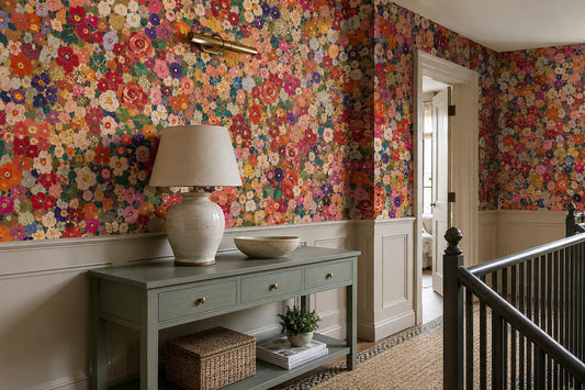 Vibrant Dense Warm Flower Meadow Wallpaper Mural - image 1