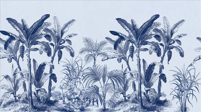Blue Tropical Plants Wallpaper Mural - pattern detail