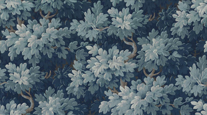 Moody Layered Blue Foliage Wallpaper Mural - image 2