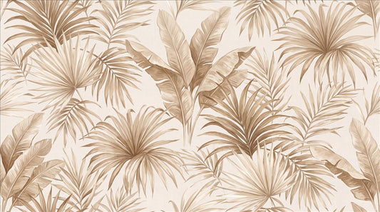 Warm Beige Palm Leaves Wallpaper Mural - image 2