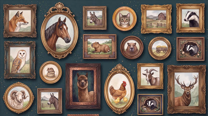 Quirky Framed Woodland Animal Portraits Wallpaper Mural - image 2