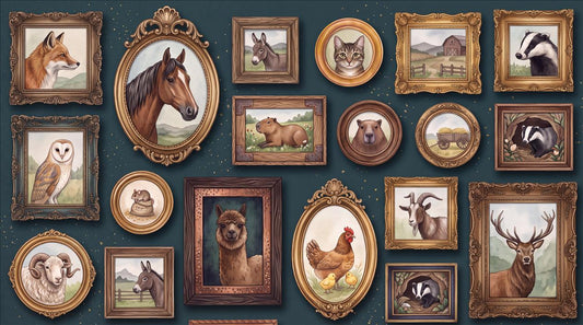 Quirky Framed Woodland Animal Portraits Wallpaper Mural - image 2