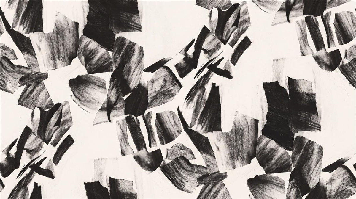 Dramatic Black Brush Collage Wallpaper Mural - image 2