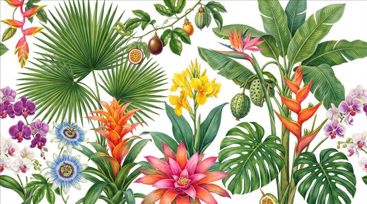 Bright Tropical Flowers and Fruit Wallpaper Mural - image 2