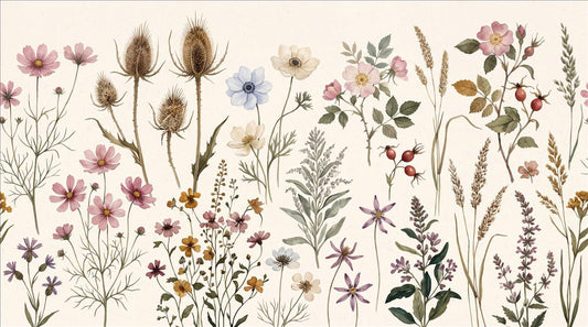 Natural Antique Wildflower Specimens Wallpaper Mural - image 2
