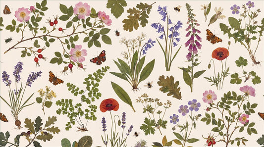 Natural Pressed Wildflowers and Butterflies Wallpaper Mural - image 2