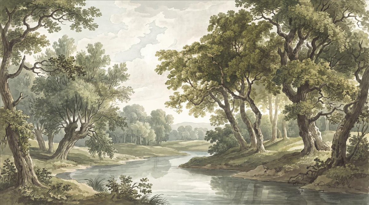 Peaceful River Through Ancient Oaks Wallpaper Mural - image 2
