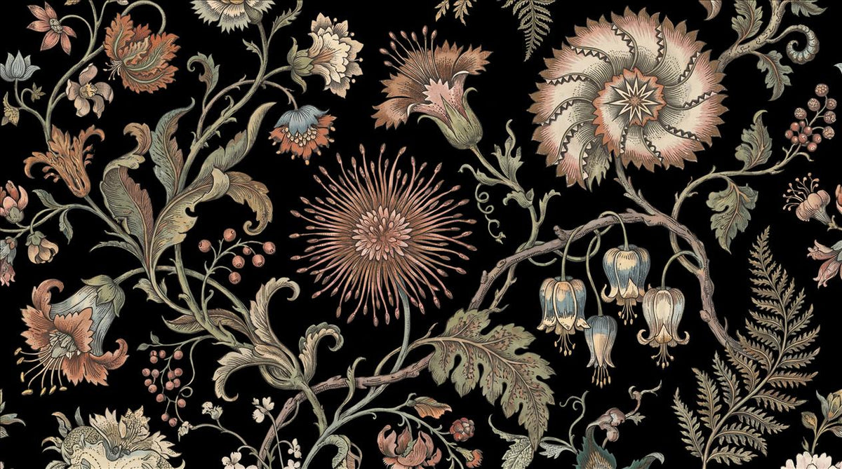 Rich Ornate Botanical Blooms Wallpaper Mural - image 2
