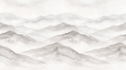 Grey Repeating Misty Mountains Wallpaper Mural - room view 5