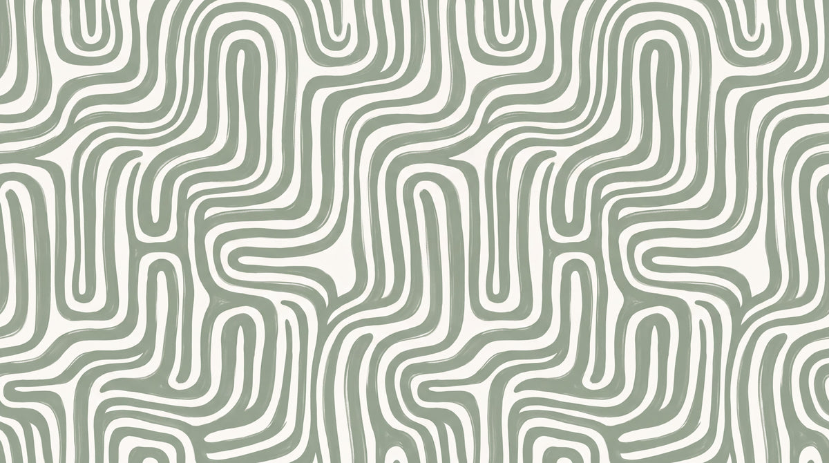 Calm Sage Wavy Stripes Wallpaper Mural - image 6