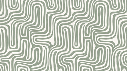 Calm Sage Wavy Stripes Wallpaper Mural - image 6