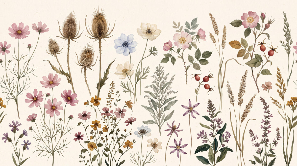 Natural Antique Wildflower Specimens Wallpaper Mural - image 6