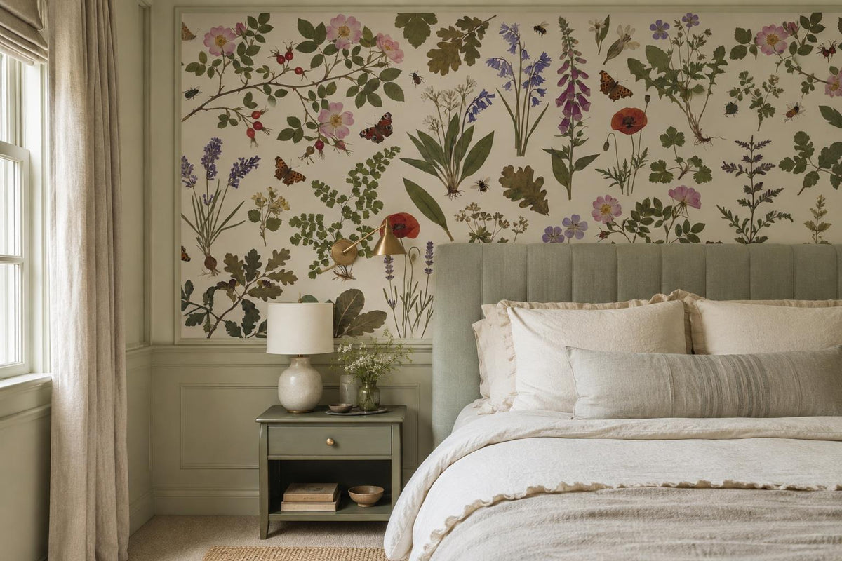 Natural Pressed Wildflowers and Butterflies Wallpaper Mural - image 4