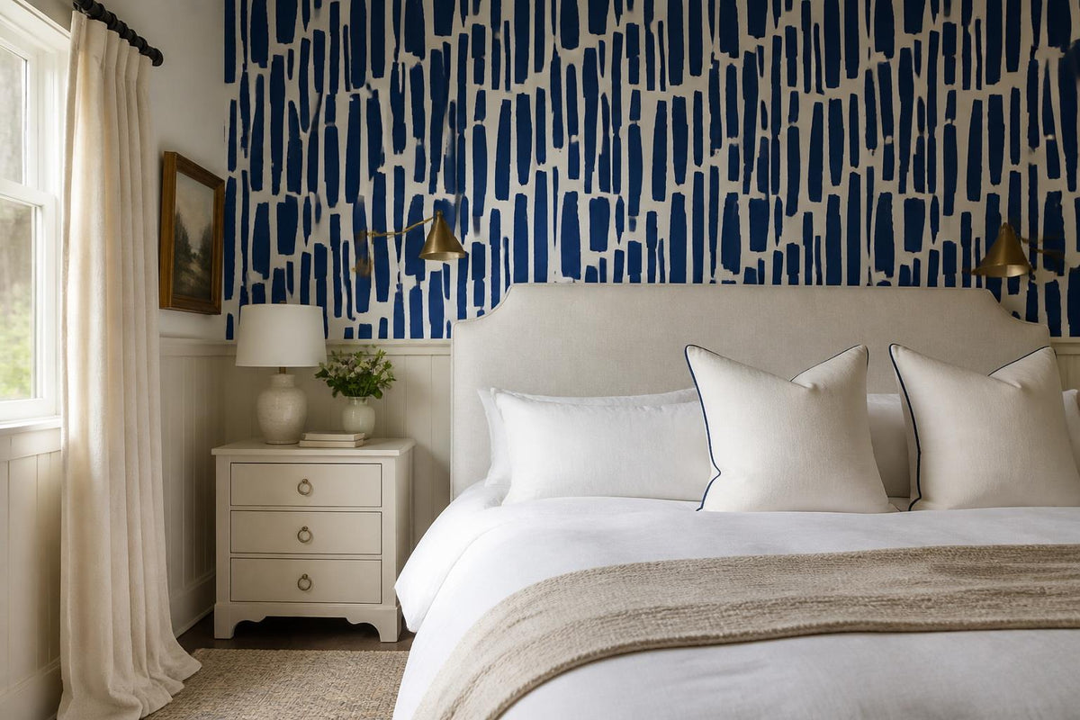 Bold Navy Block Strokes Wallpaper Mural - image 3