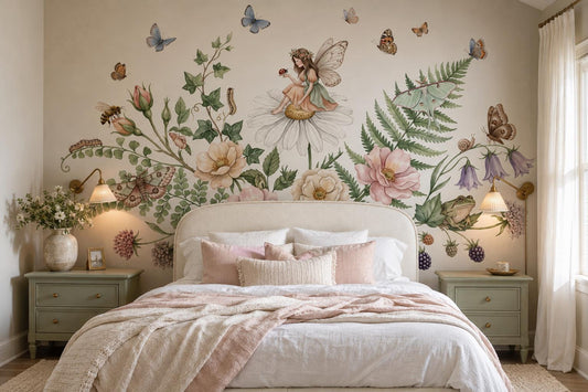Gentle Fairy with Flowers and Butterflies Wallpaper Mural - image 1