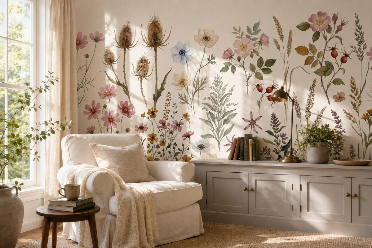 Natural Antique Wildflower Specimens Wallpaper Mural - image 4
