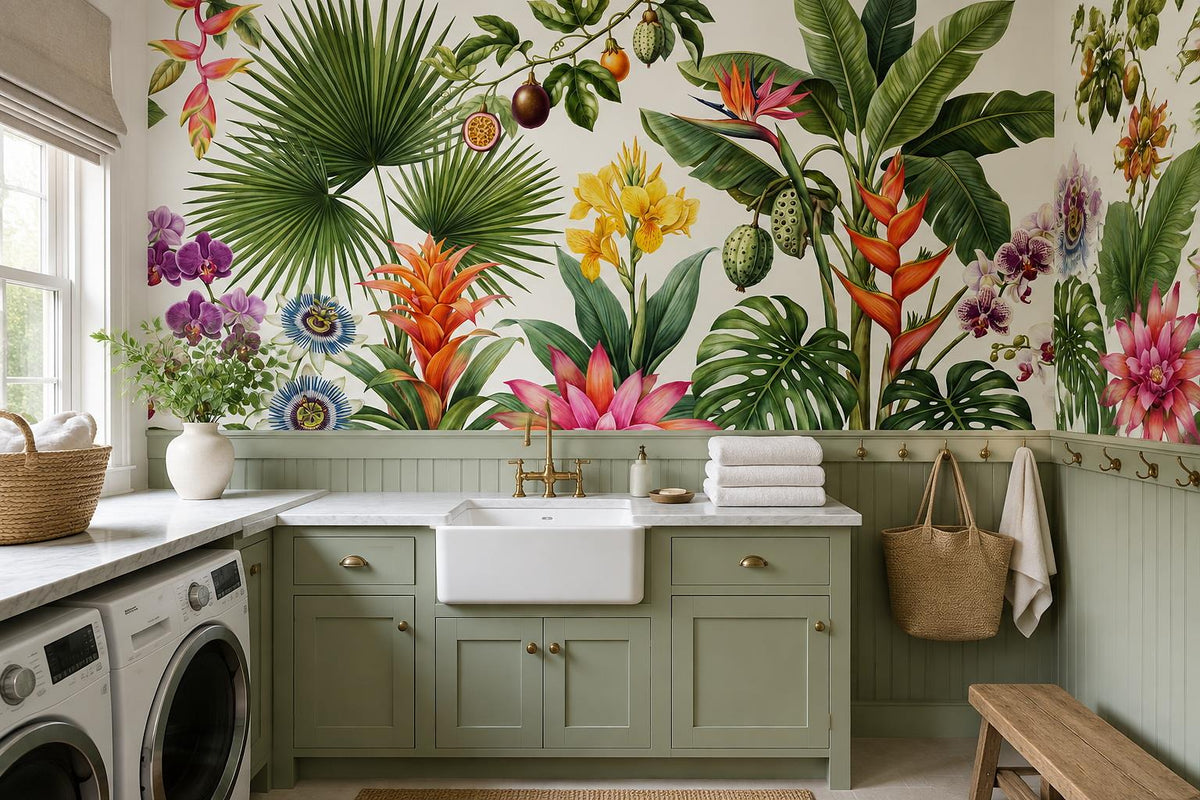 Bright Tropical Flowers and Fruit Wallpaper Mural - image 4