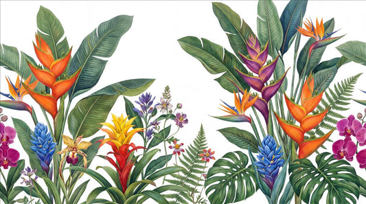 Vivid Bird of Paradise and Orchids Wallpaper Mural - image 2