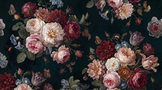 Moody Dark Vintage Roses Wallpaper Mural - image 2