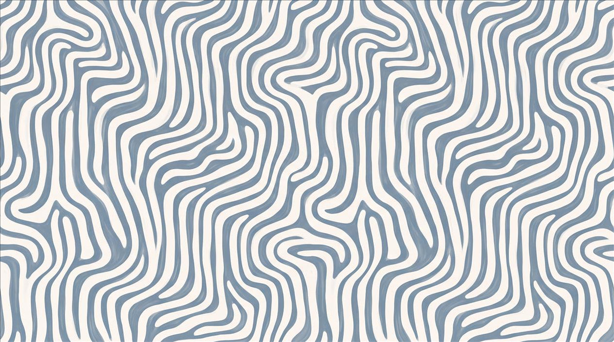 Cool Blue Wavy Stripes Wallpaper Mural