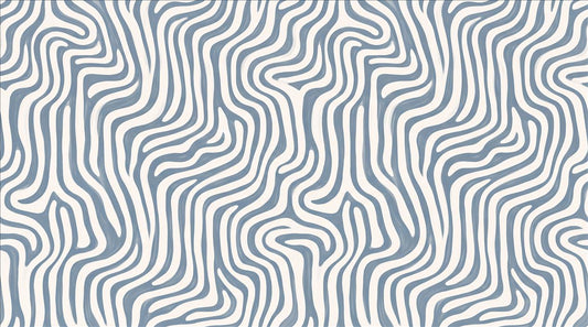 Cool Blue Wavy Stripes Wallpaper Mural - image 2