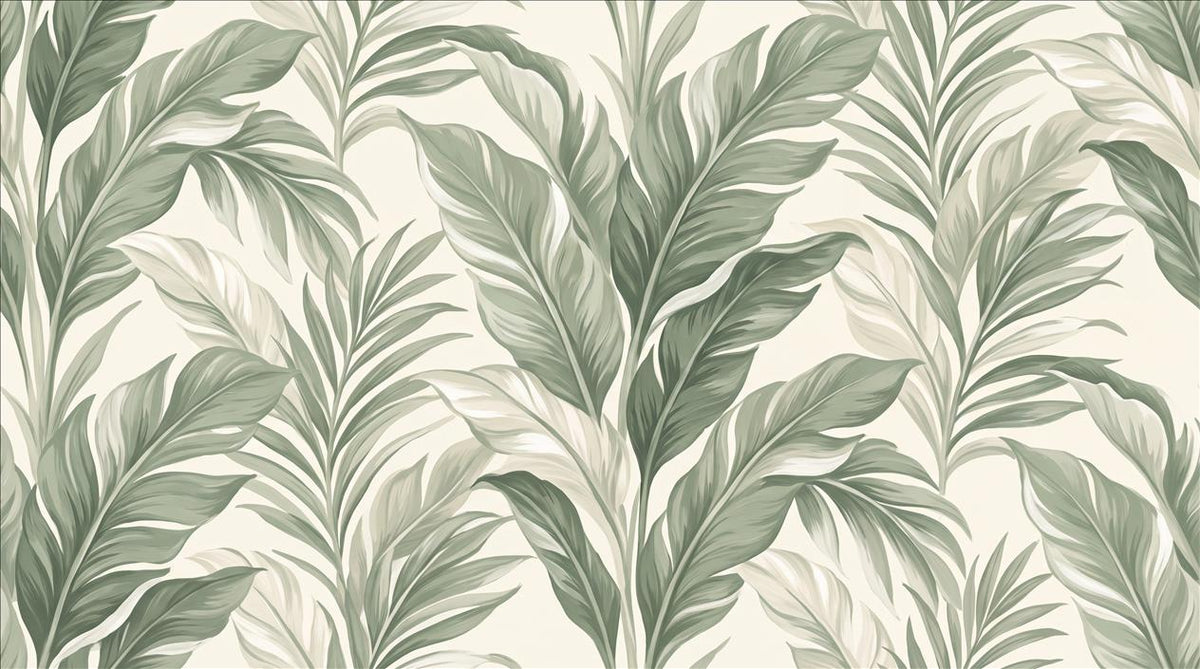Fresh Green Tropical Leaves Wallpaper Mural - image 2